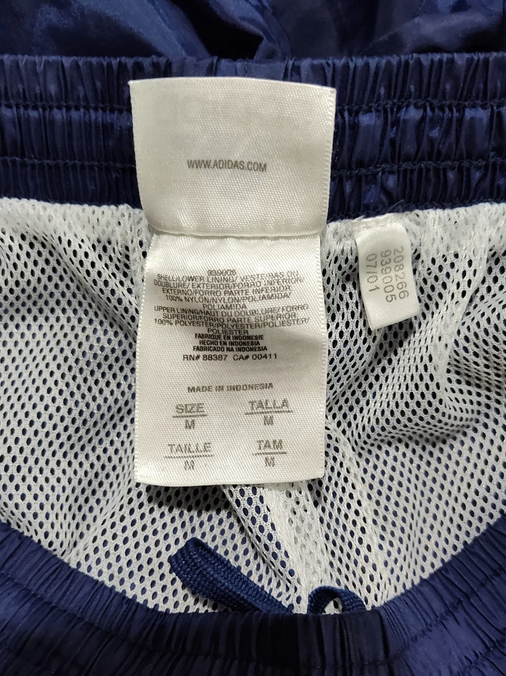 VTG Adidas Windbreaker Track Pants w/Pockets, Mesh-Lined, Men’s M. Blue. 2001 - Picture 6 of 8